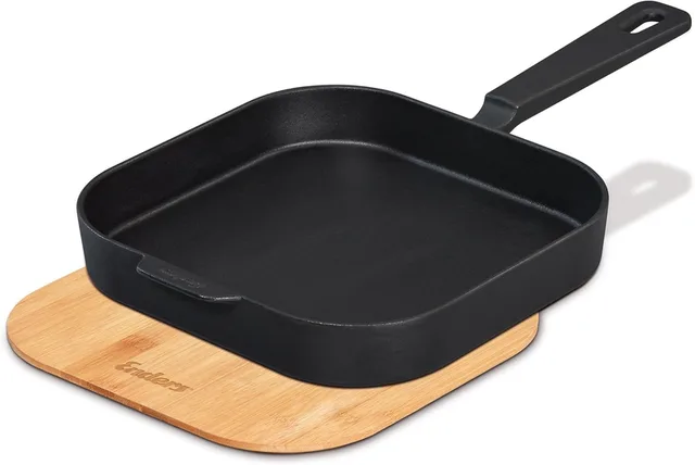 Gietijzeren Koekenpan L met Bamboe Deksel - Grill & Open Vuur