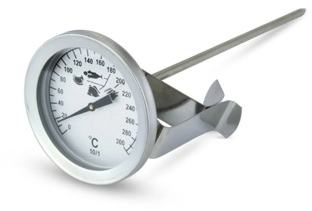 Frituurthermometer met Klem voor o.a. Oliepan - RVS Ø50 mm – 150 mm Lang von ETI in Silber – Produktfoto