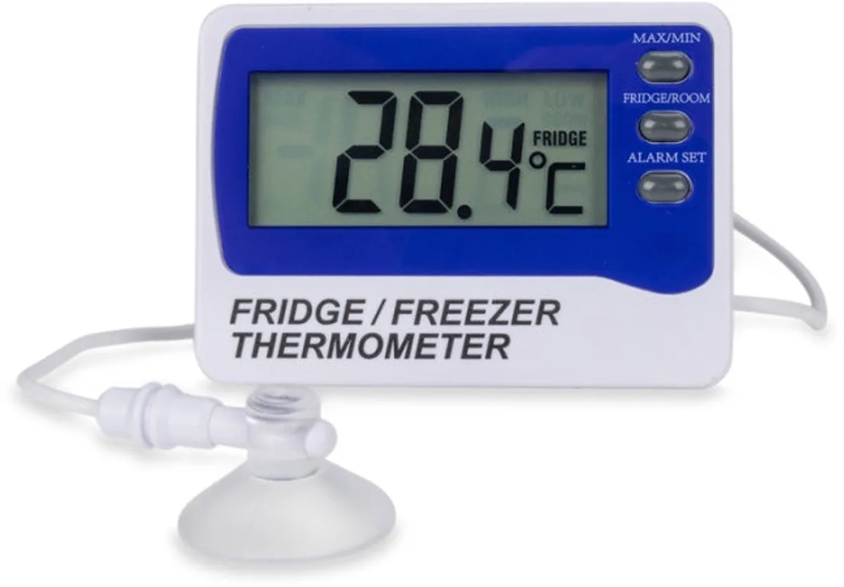 Koelkast thermometer met kalibratie certificaat van ETI in Wit – productfoto