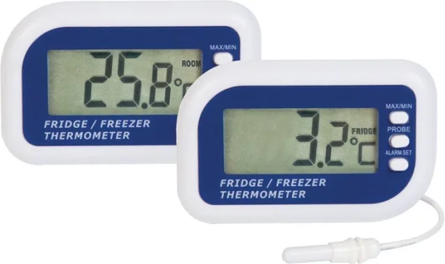 Min/Max Koelkast & Diepvries Thermometer - Betrouwbare Temperatuur Monitoring - Met Alarm - Externe Temperatuuropnemer