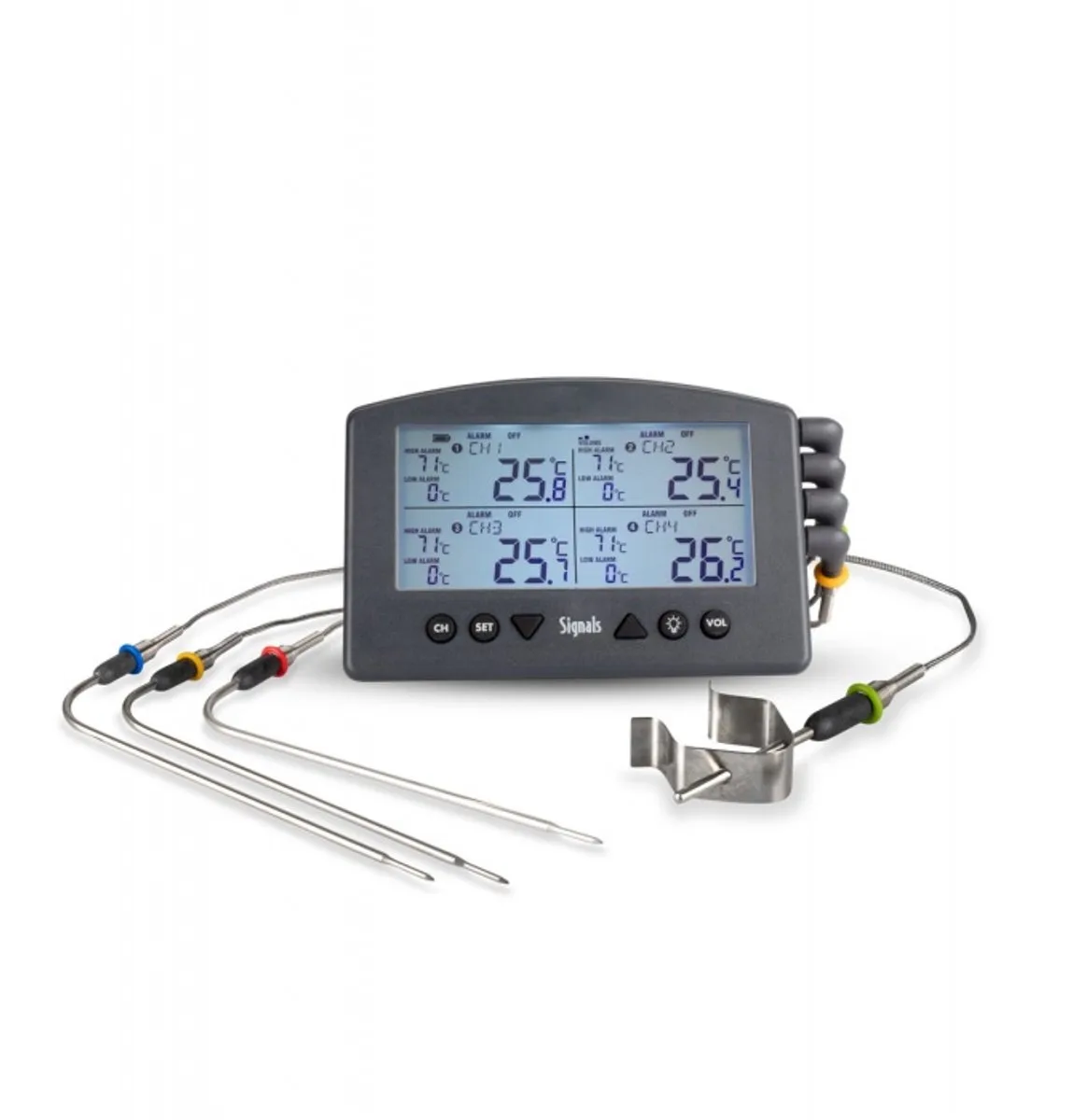 Thermoworks - Signals™ 4-Kanaals Wi-Fi/Bluetooth BBQ Alarm Thermometer - (Charcoal) de ETI en Noir – photo produit