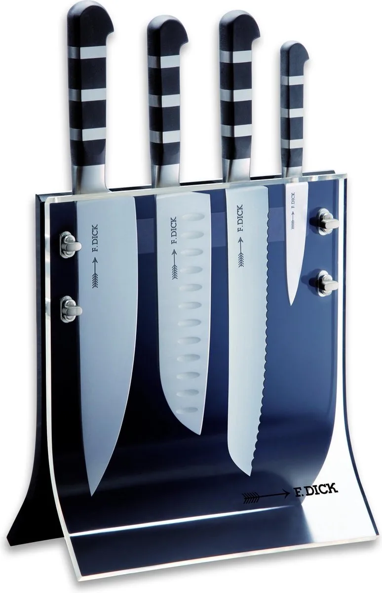 DICK 5 stks. Professionele messenset | Keukenmes Santoku Mes Broodmes Mesje incl. Messenblok | Roestvrij staal von F. Dick in Schwarz – Produktfoto