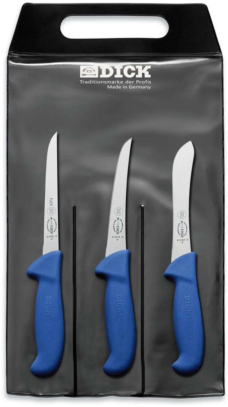 ErgoGrip 3-delige messenset by F. Dick in Blue – product photo