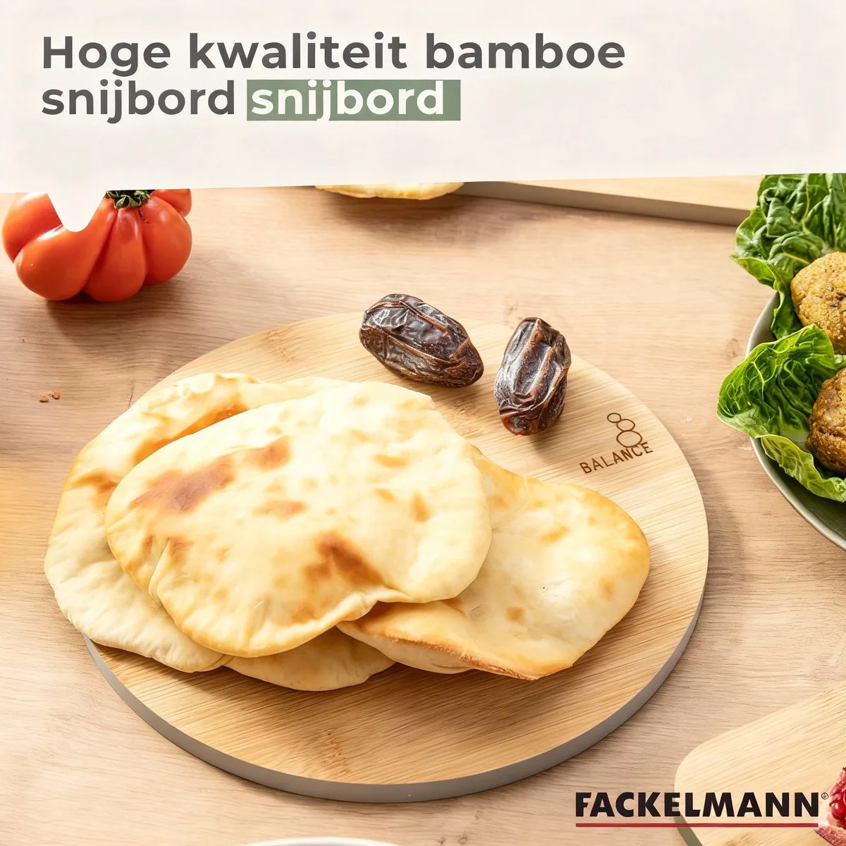Bamboe snijplank 24 x 24 cm Fackelmann Balance van Fackelmann in Grijs, Bruin – productfoto