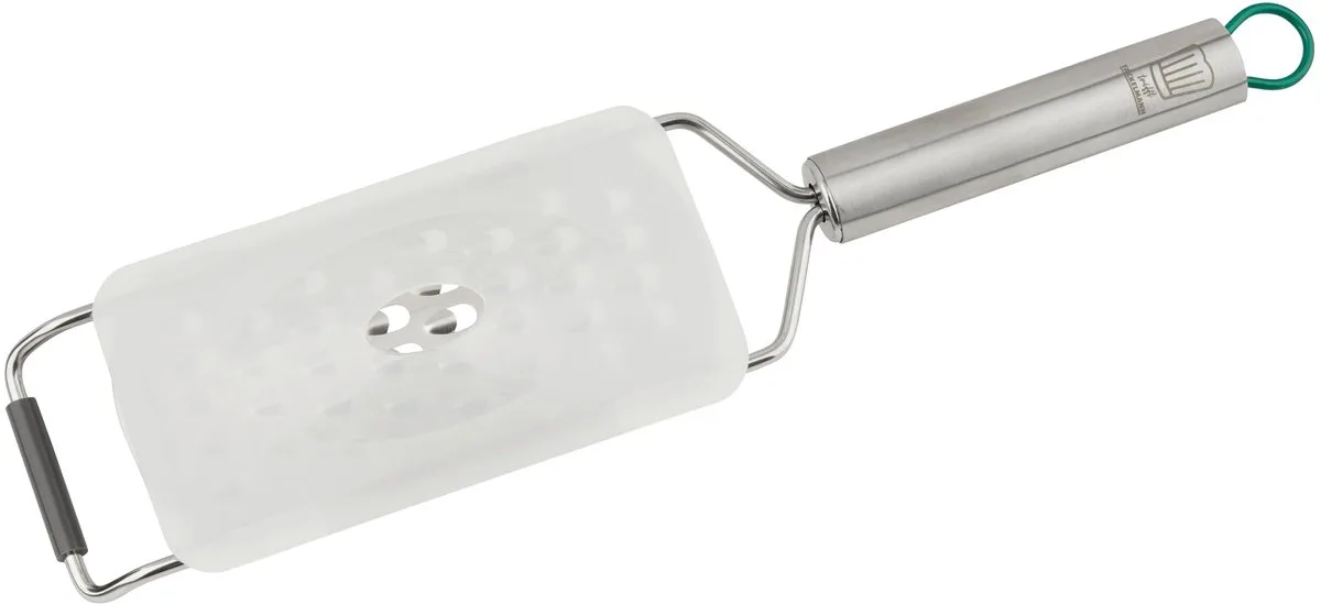 Chef ontmoet Fackelmann – Premium roestvrijstalen rasp, grof, vaatwasserbestendig, ergonomische handgreep, 315 x 75 x 25 mm, ideaal voor groenten en kaas van Fackelmann – productfoto