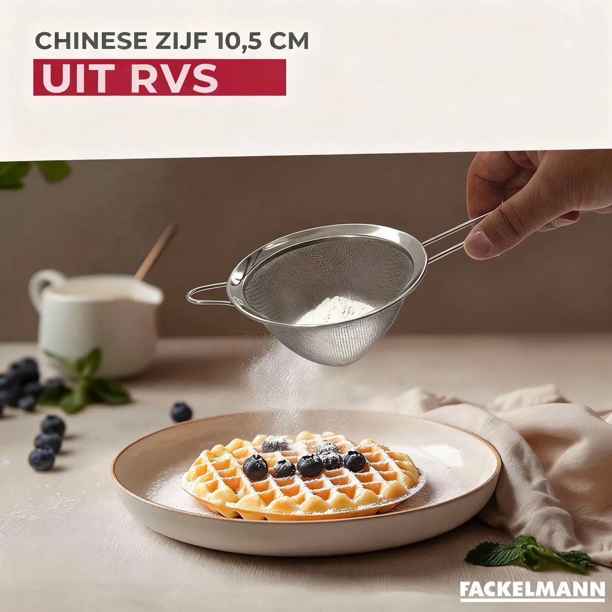Chinees Vergiet 10,5 cm diameter van roestvrij staal Fackelmann van Fackelmann in Grijs – productfoto