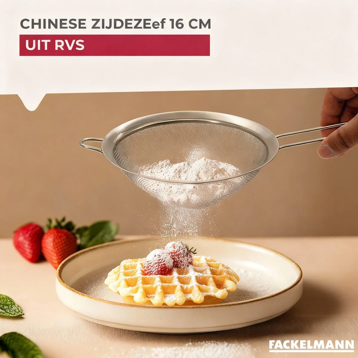 Chinees Vergiet 16 cm diameter van roestvrij staal Fackelmann van Fackelmann in Grijs – productfoto