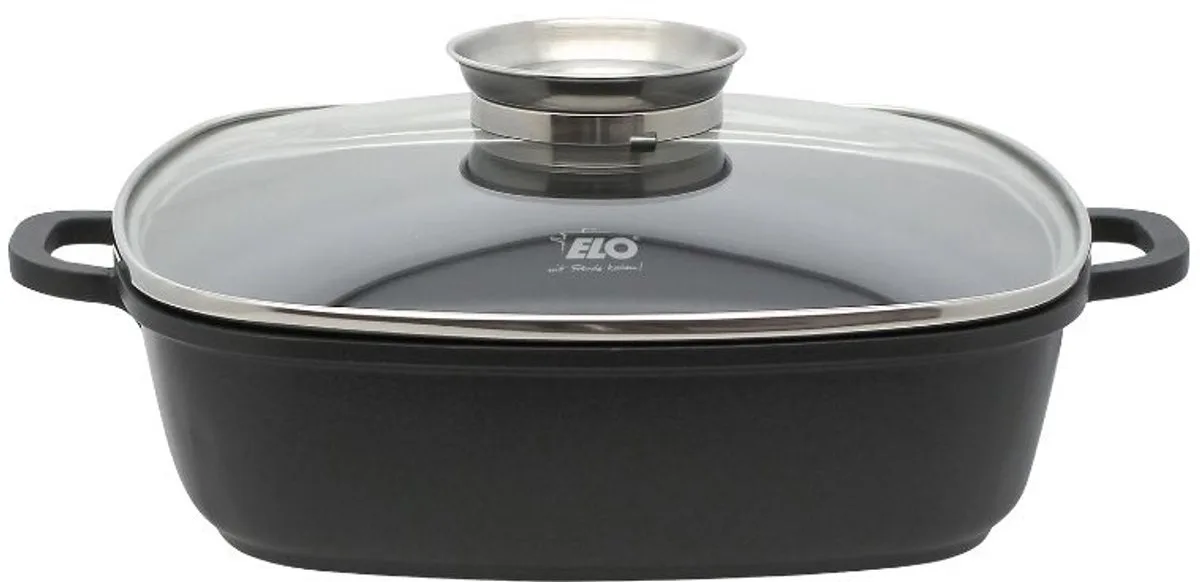 Cocotte 28 x 28 cm van aluminium gietijzer met antiaanbaklaag 3,6 L Elo Alucast van Fackelmann in Zwart – productfoto