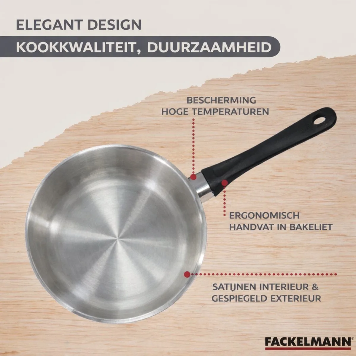 Fackelmann 9322750 Set 2 pannen 20 en 24 cm van roestvrij staal 18/8, Kookpan, Pan voor alle warmtebronnen, Inductiepan, PFAS-vrije pan, Roestvrij staal 18/8, 20 en 24 cm fra Fackelmann i Roestvrij staal, Sort – produktbillede