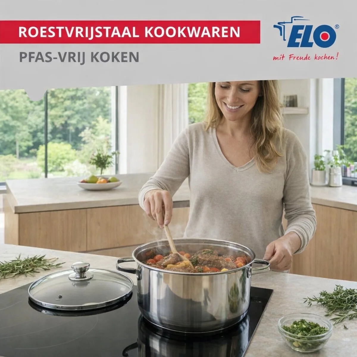 Faitout 12 cm in roestvrij staal zonder PFAS Elo Glanzend fra Fackelmann i Grå – produktbillede