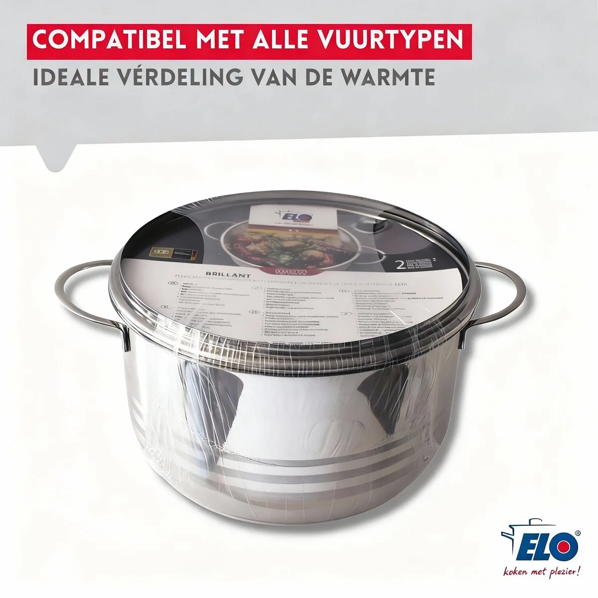 Hoge kookpan 24 cm van roestvrij staal zonder PFAS Elo Brillant van Fackelmann in Grijs – productfoto