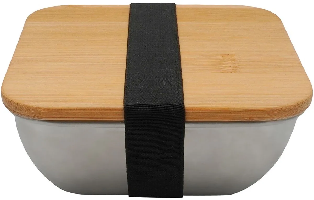 Isolerende roestvrijstalen lunchbox die geschikt is voor de magnetron 600 ml Fackelmann Move de Fackelmann en Bruin hout, Roestvrij staal – photo produit