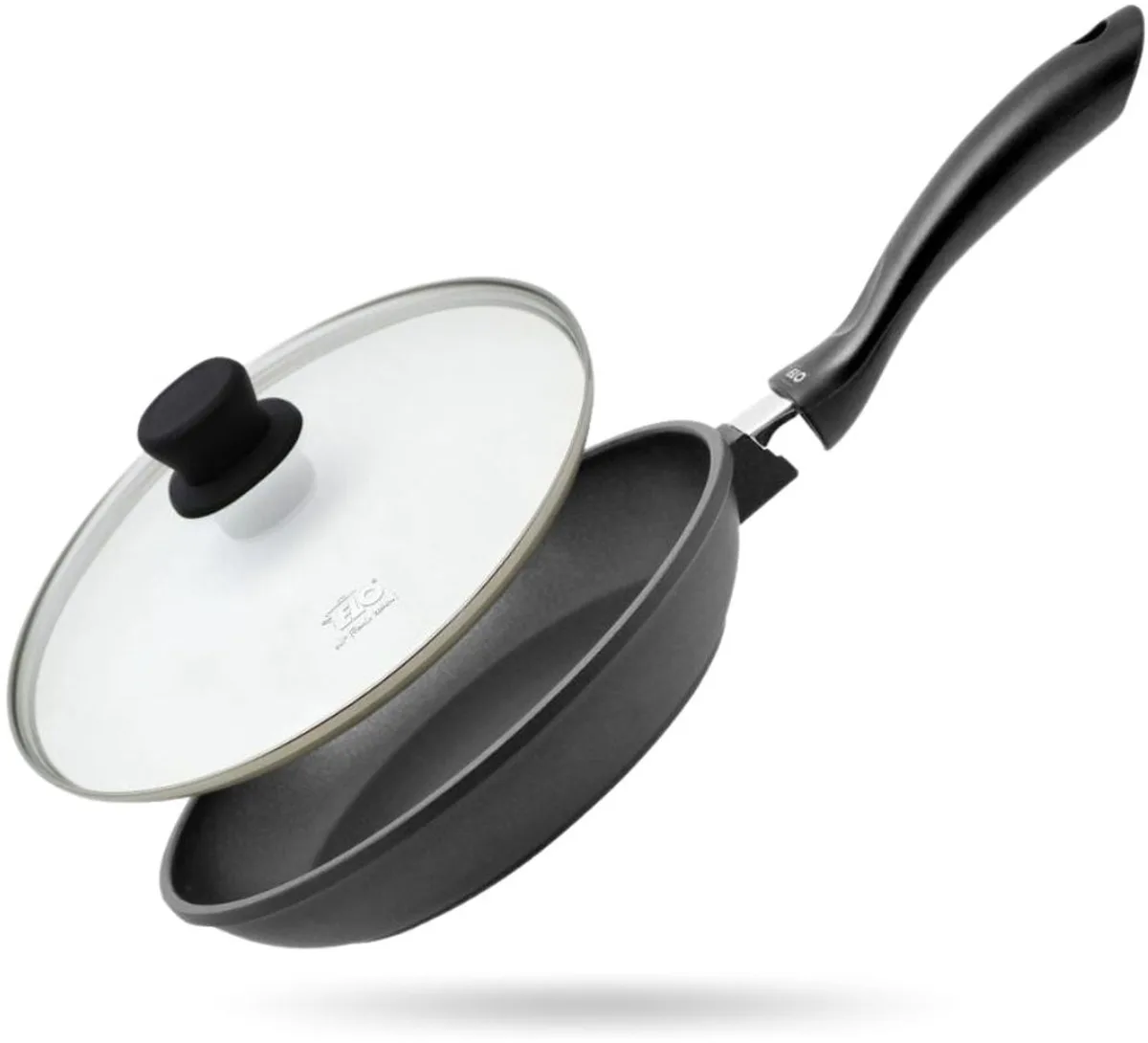Koekenpan 28 cm en glazen deksel zonder PFAS Elo Alucast de Fackelmann en Noir – photo produit