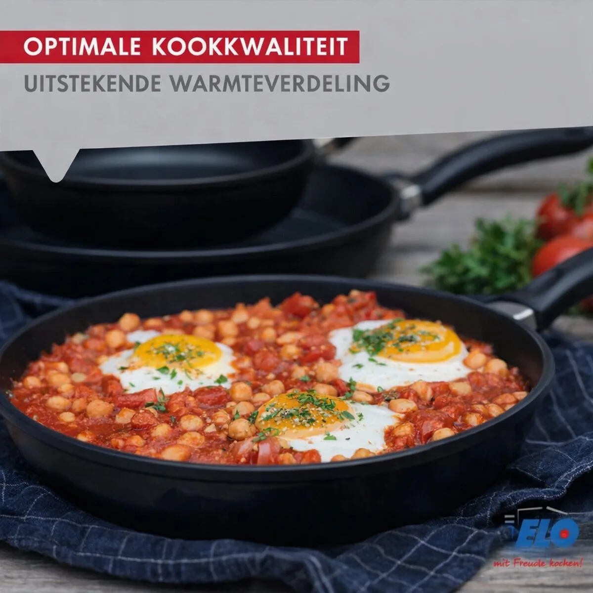 Koekenpan 28 cm zonder PFAS Elo Alucast van Fackelmann in Zwart – productfoto