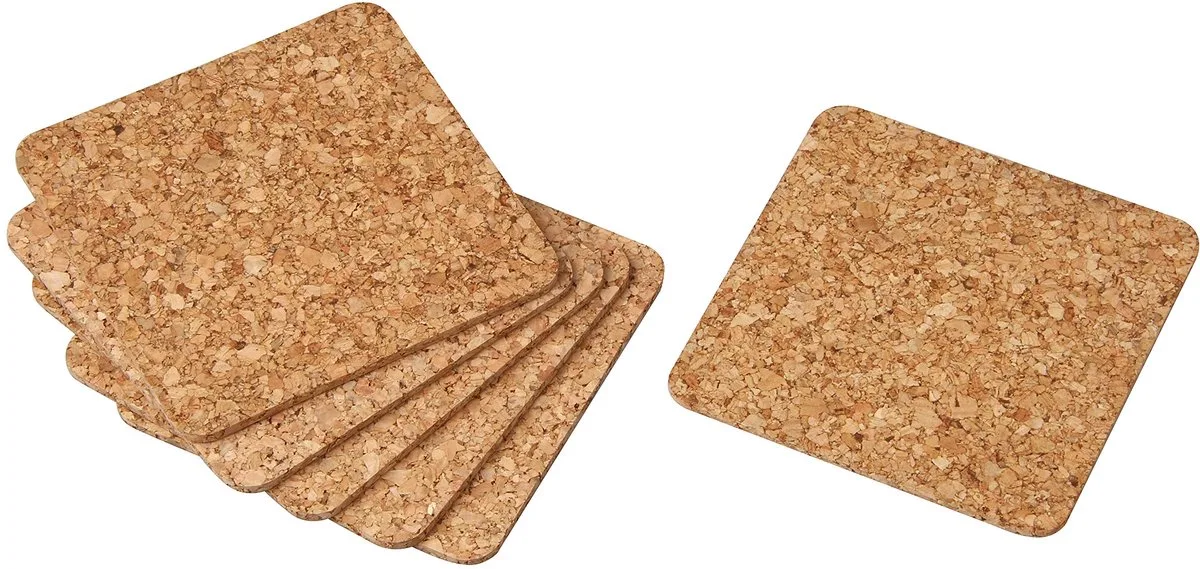 raclette-/glasonderzetters, kopjesonderzetters van natuurkurk, waterafstotende tafelonderzetters (kleur: bruin), aantal: 6 stuks van Fackelmann in Afb – productfoto