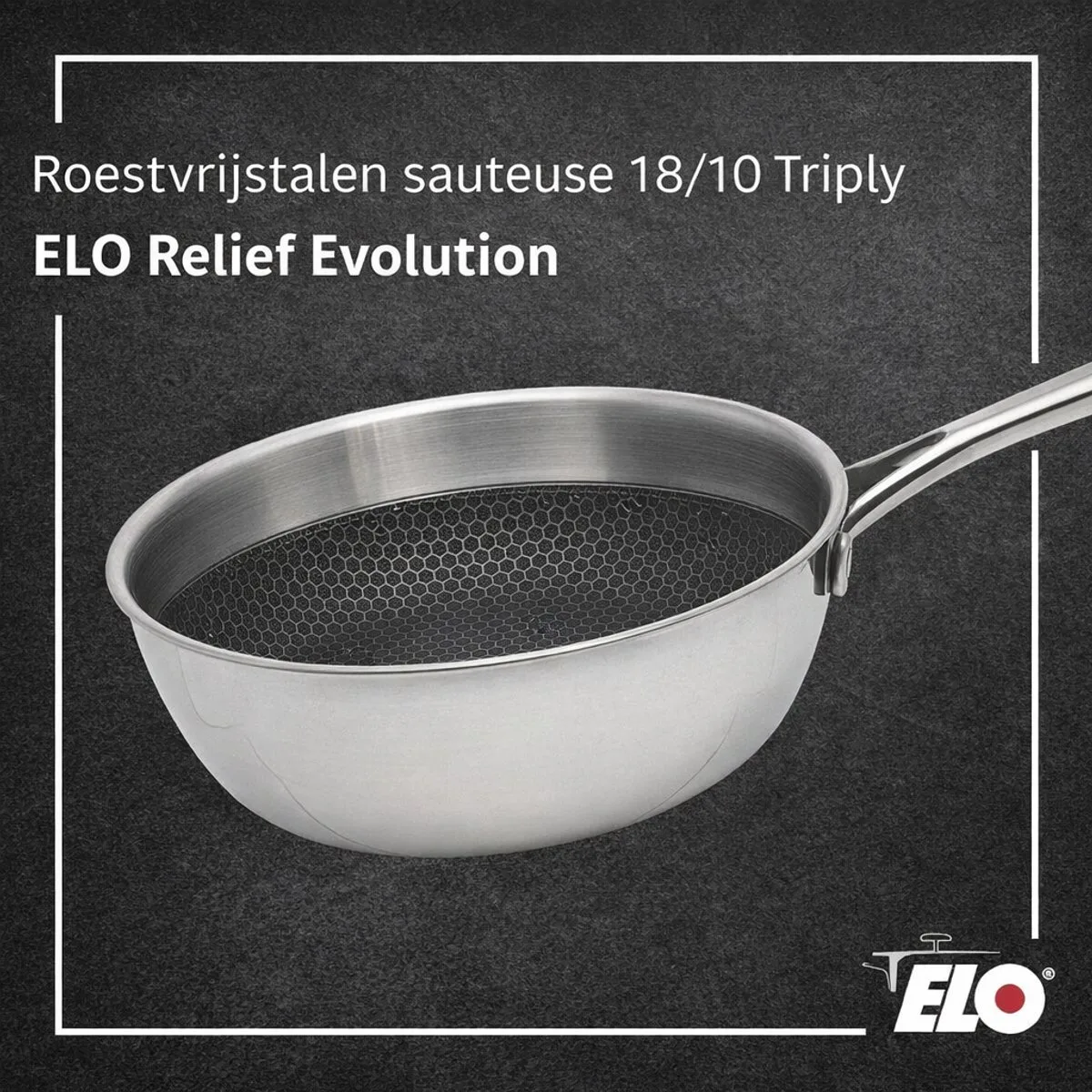 Sauteerpan 20 cm van 18/10 Elo Relief Evolution van Fackelmann in Roestvrij staal – productfoto