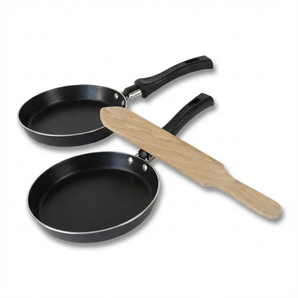 Set 2 mini pannenkoekenpannen 14 cm en 1 spatel Elo Jewel de Luxe van Fackelmann in Zwart – productfoto