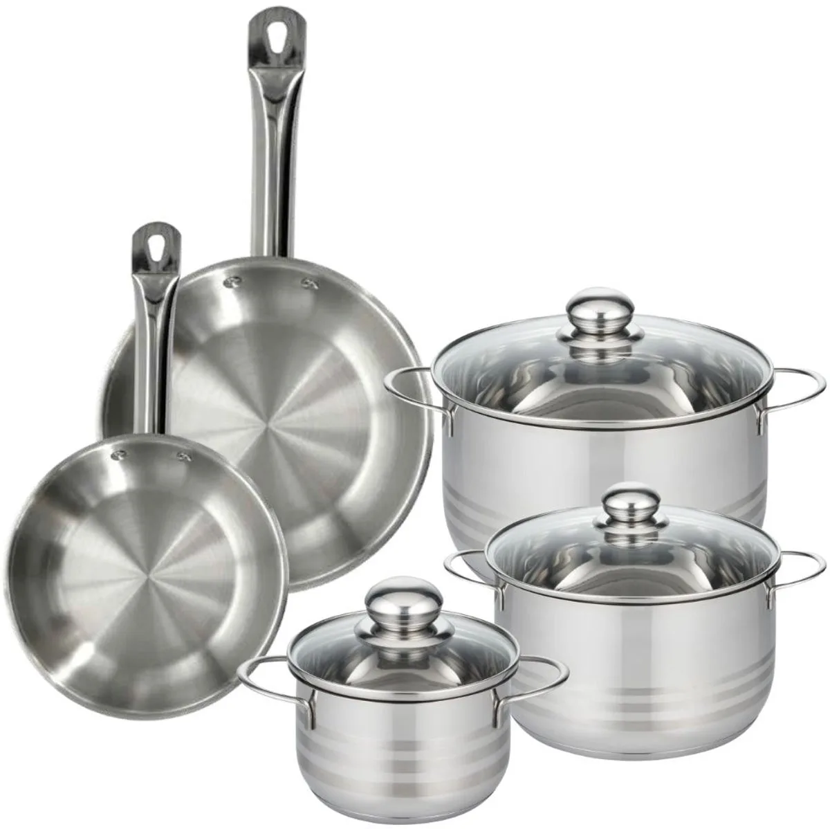 Set 2 pannen 20 24 cm 3 roestvrijstalen kookpotten 16, 20 en 24 cm Fackelmann Eterna van Fackelmann in Roestvrij staal – productfoto