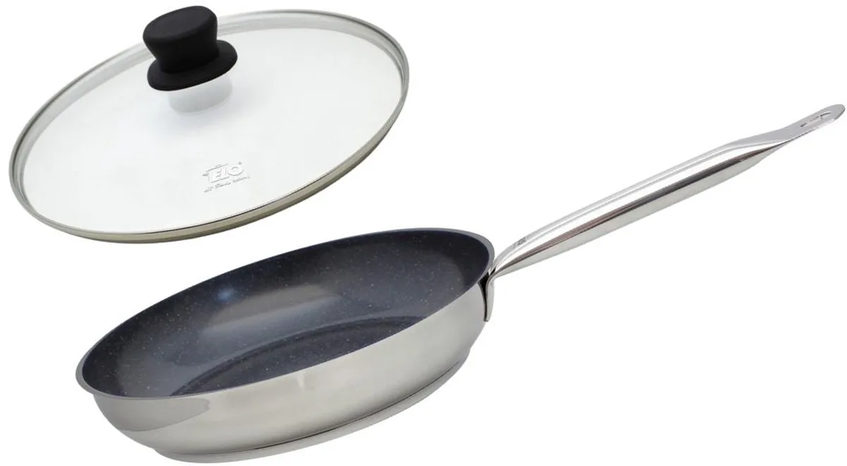 Set Koekenpan 28 cm keramiek zonder PFAS en deksel Profi Therm Platinum Elo von Fackelmann in Schwarz, Grau – Produktfoto