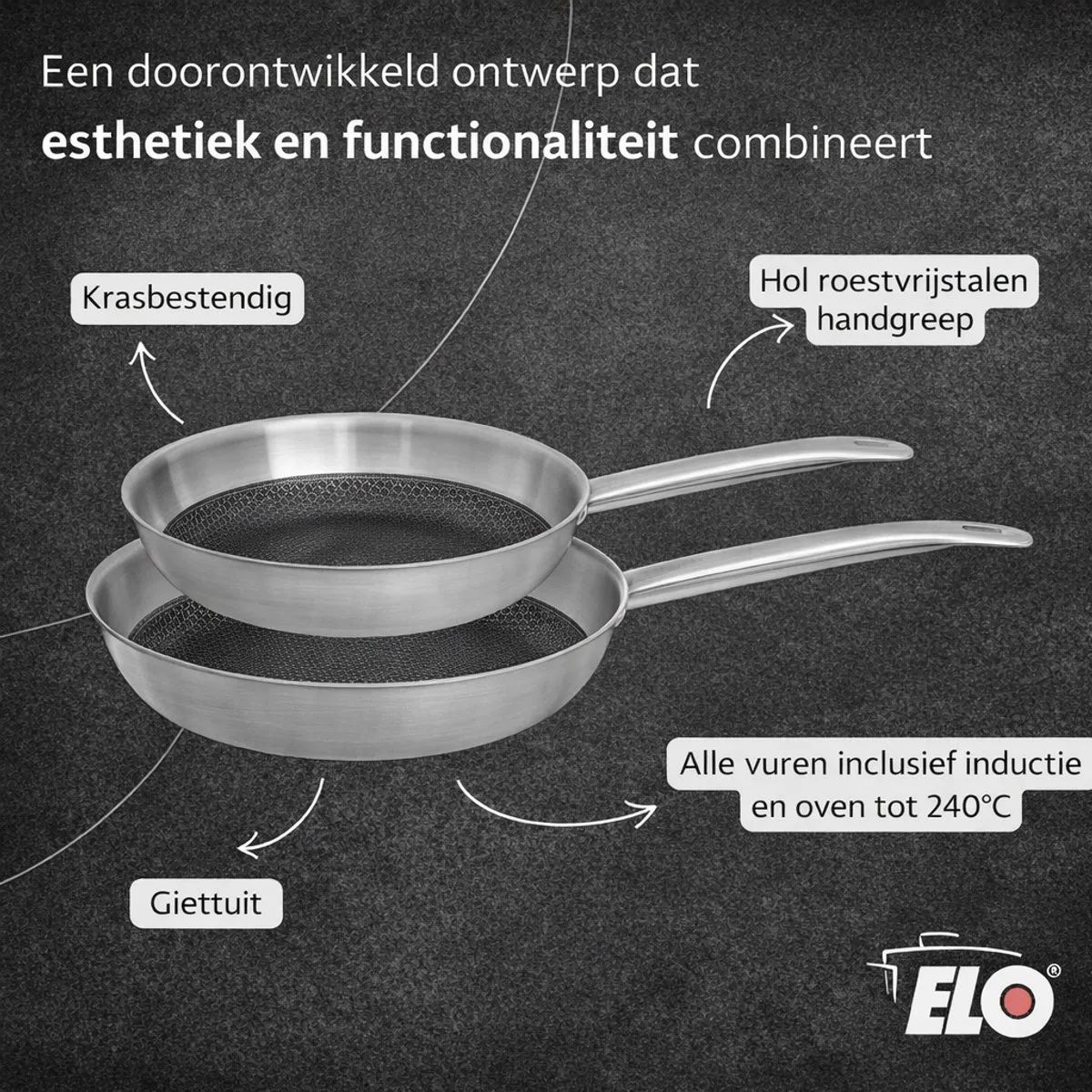 Set roestvrijstalen kookpannen Elo Relief Solution 24 cm en 32 cm by Fackelmann in Grey – product photo