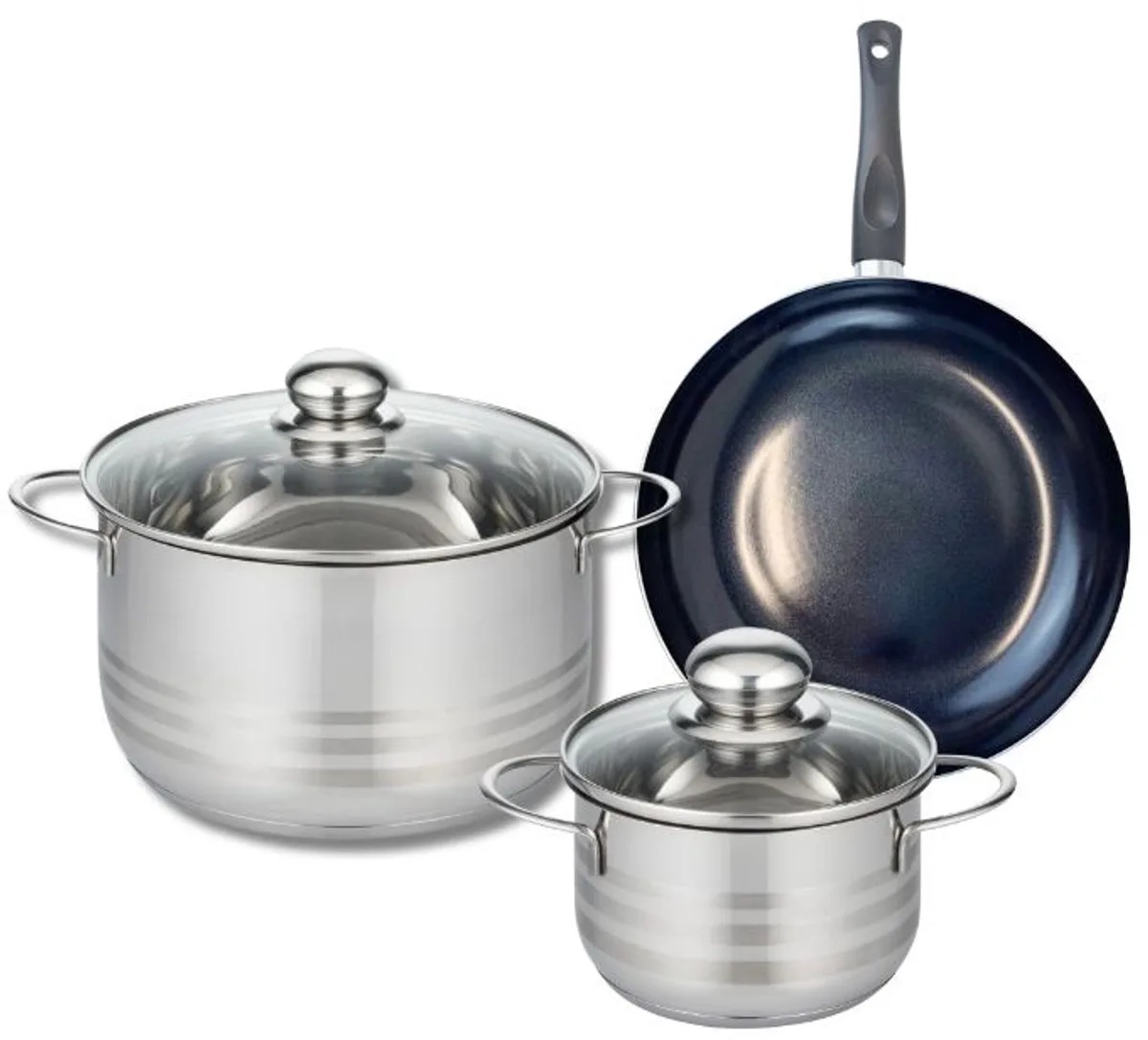 Set van 1 Koekenpan 20 cm en 2 kookpotten 14 en 20 cm Elo Prima Glanzend de Fackelmann en Noir – photo produit