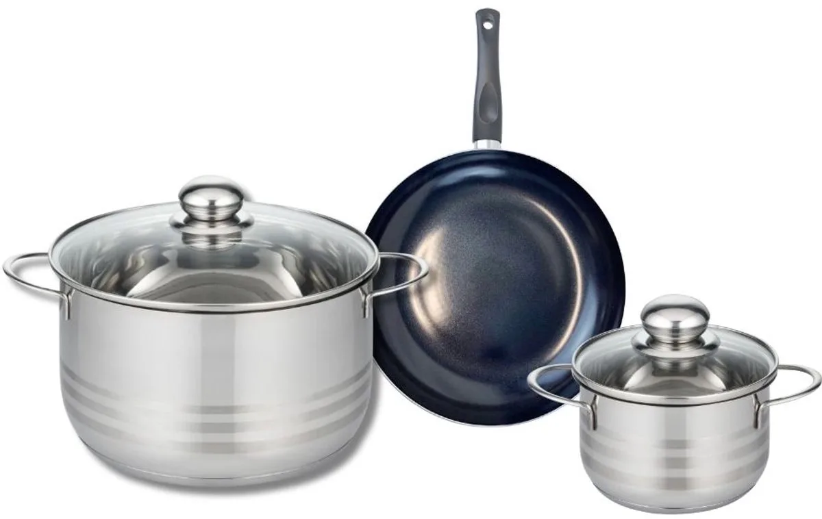 Set van 1 Koekenpan 20 cm en 2 kookpotten 14 en 24 cm Elo Prima Glanzend från Fackelmann i Svart – produktbild