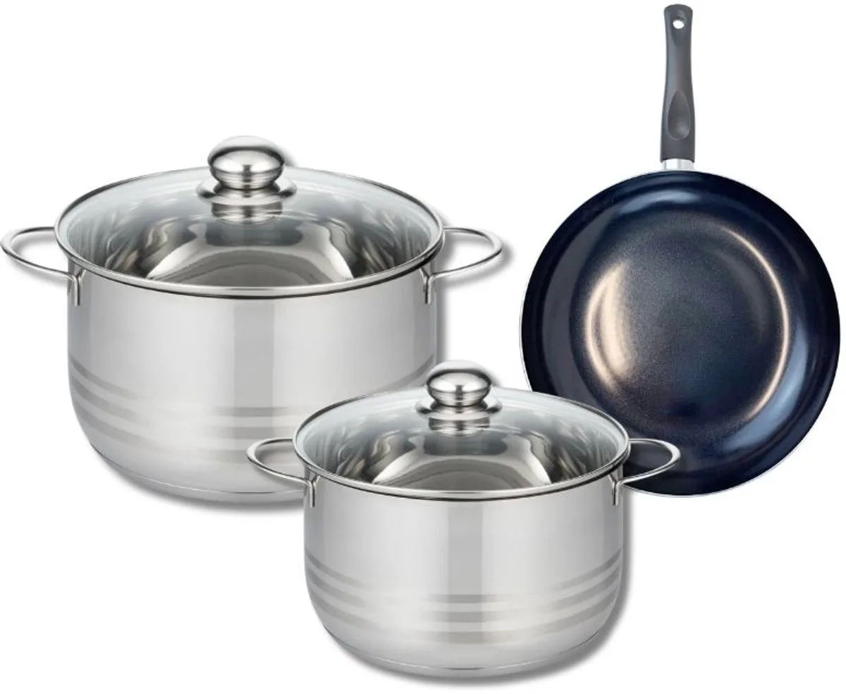 Set van 1 Koekenpan 20 cm en 2 kookpotten 20 en 24 cm Elo Prima Glanzend by Fackelmann in Black – product photo