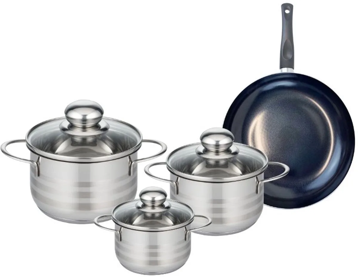 Set van 1 Koekenpan 20 cm en 3 kookpotten 12, 14 en 16 cm Elo Prima Glanzend de Fackelmann en Noir – photo produit