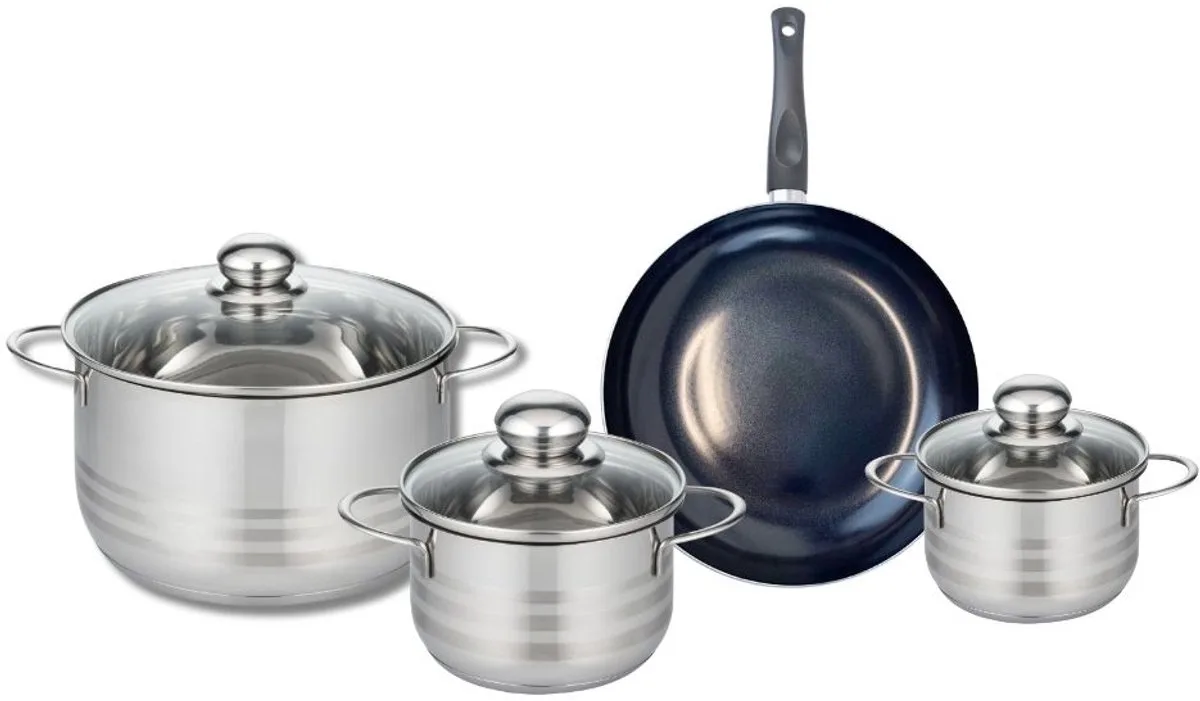 Set van 1 Koekenpan 20 cm en 3 kookpotten 12, 14 en 20 cm Elo Prima Glanzend by Fackelmann in Black – product photo