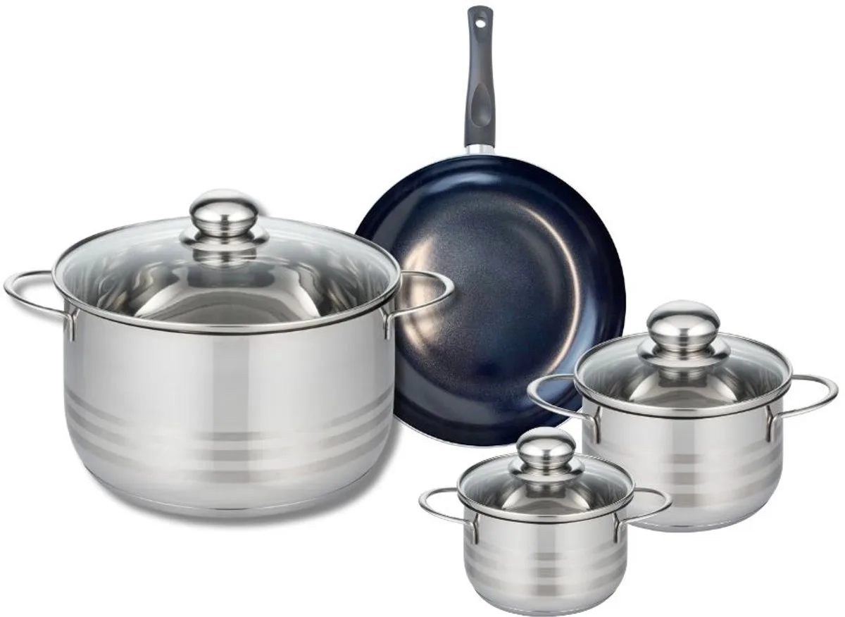 Set van 1 Koekenpan 20 cm en 3 kookpotten 12, 14 en 24 cm Elo Prima Glanzend van Fackelmann in Zwart – productfoto