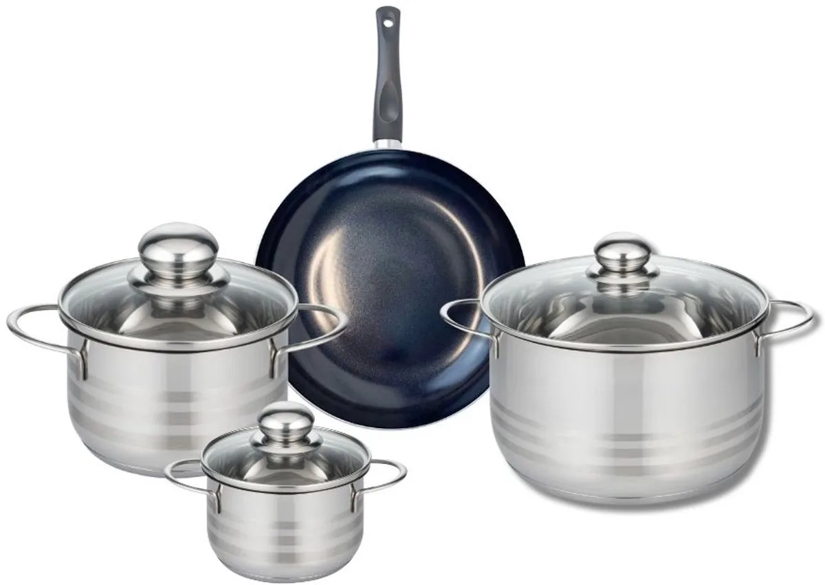 Set van 1 Koekenpan 20 cm en 3 kookpotten 12, 16 en 20 cm Elo Prima Glanzend by Fackelmann in Black – product photo
