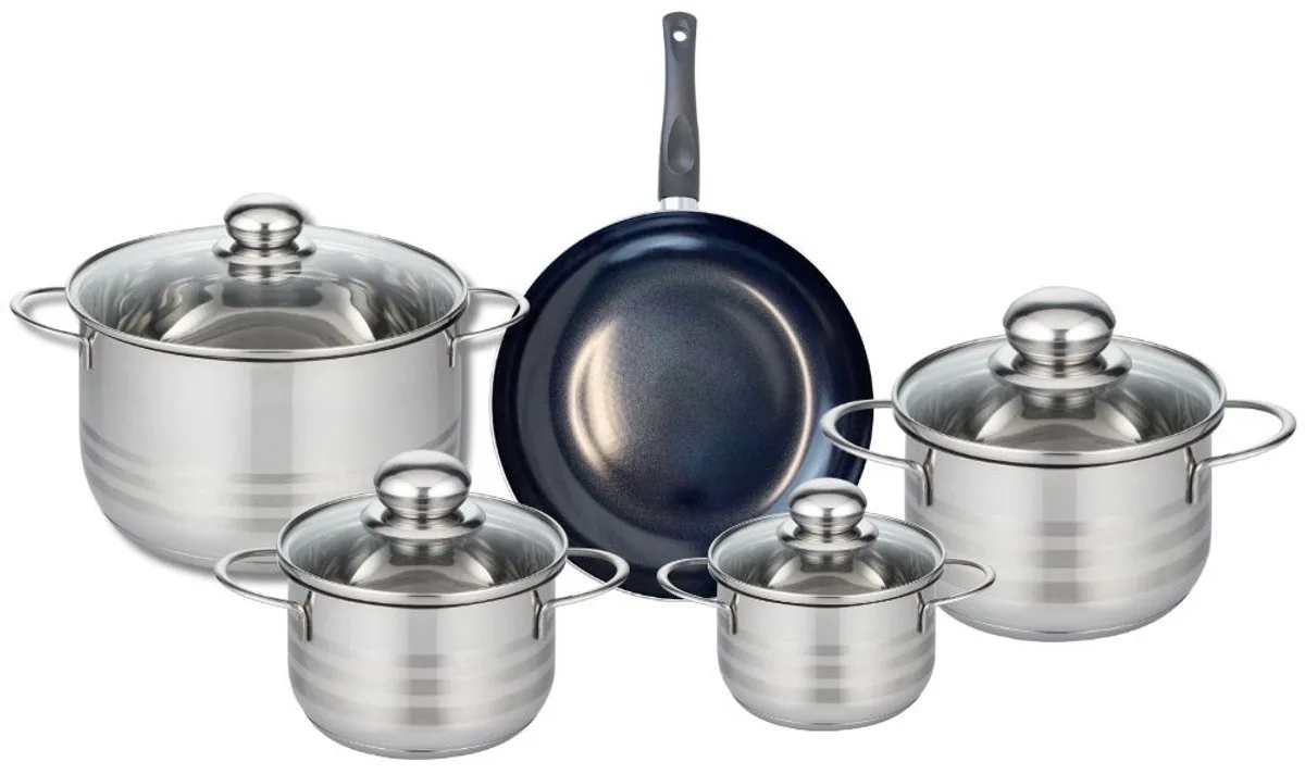 Set van 1 Koekenpan 20 cm en 4 kookpotten 12, 14, 16 en 20 cm Elo Prima Glanzend by Fackelmann in Black – product photo