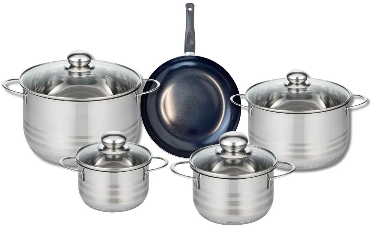 Set van 1 Koekenpan 20 cm en 4 kookpotten 14, 16, 20 en 24 cm Elo Prima Glanzend by Fackelmann in Black – product photo