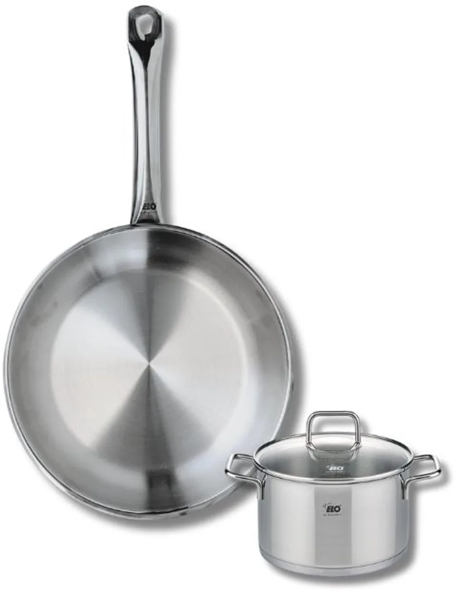 Set van 1 Koekenpan 24 cm en 1 braadpan 12 cm Elo Profi Citrin de Fackelmann en Gris – photo produit