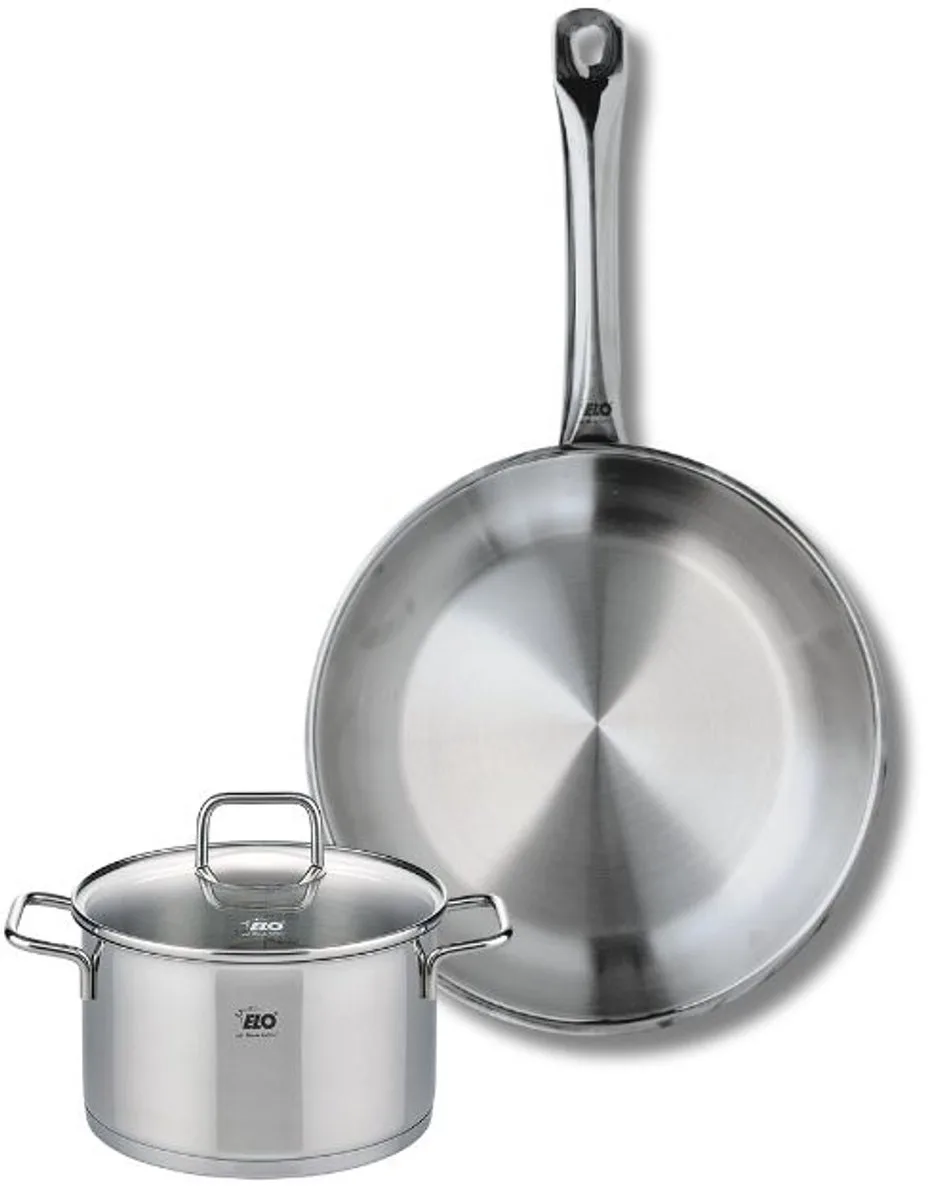 Set van 1 Koekenpan 24 cm en 1 braadpan 14 cm Elo Profi Citrin de Fackelmann en Gris – photo produit