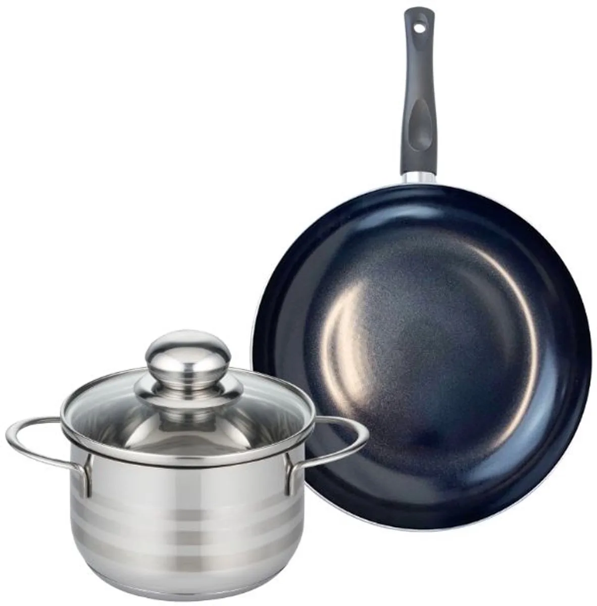 Set van 1 Koekenpan 24 cm en 1 braadpan 16 cm Elo Prima Glanzend de Fackelmann en Noir – photo produit