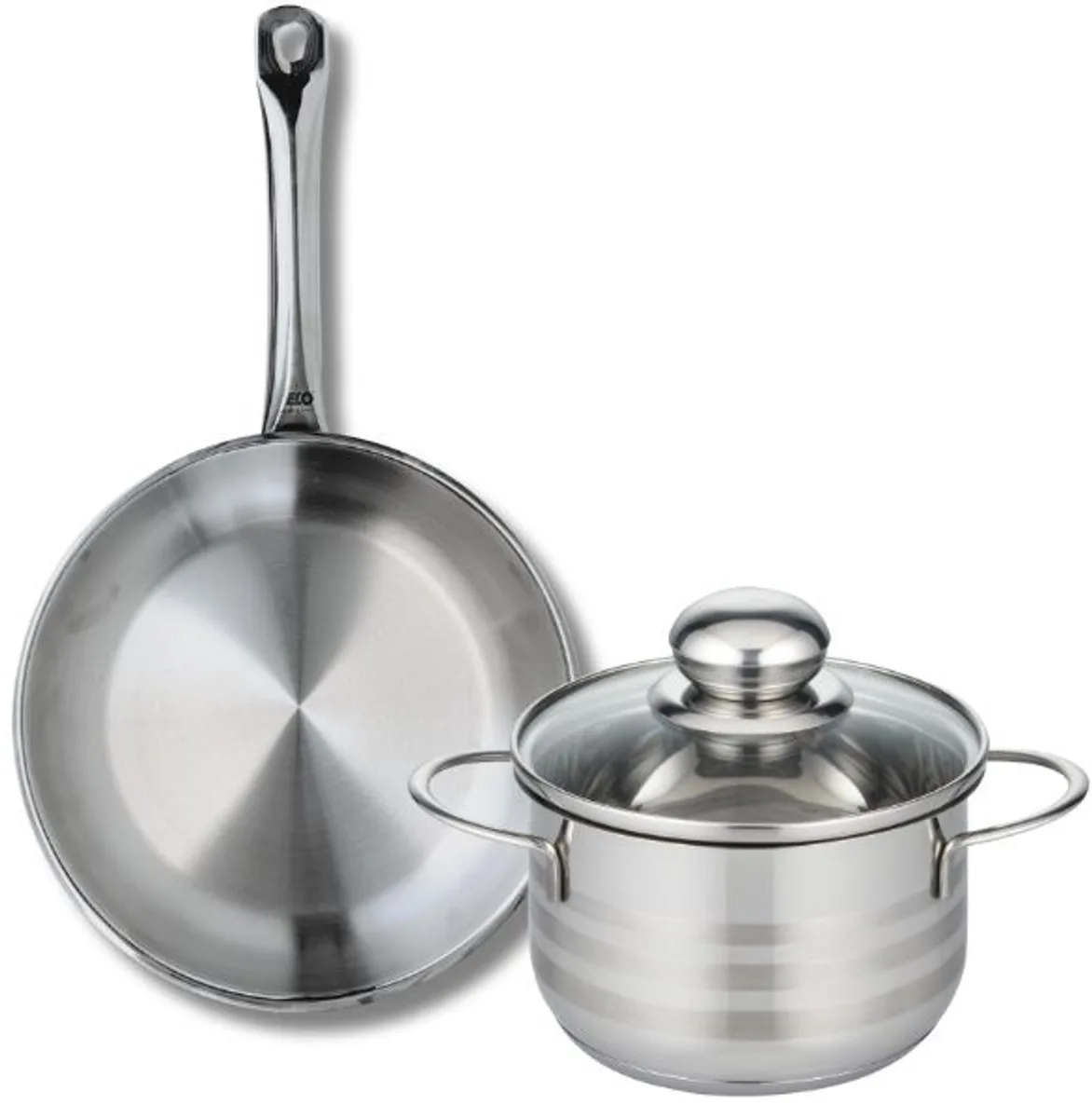 Set van 1 Koekenpan 24 cm en 1 braadpan 16 cm Elo Profi Brillant van Fackelmann in Grijs – productfoto