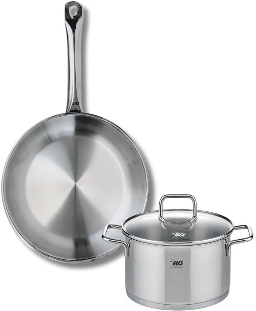 Set van 1 Koekenpan 24 cm en 1 braadpan 16 cm Elo Profi Citrin fra Fackelmann i Grå – produktbillede