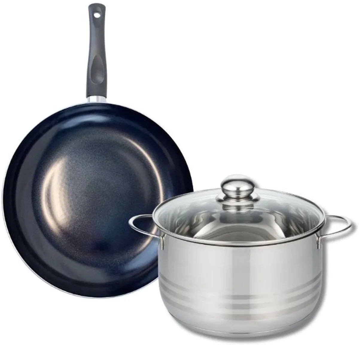 Set van 1 Koekenpan 24 cm en 1 braadpan 20 cm Elo Prima Glanzend de Fackelmann en Noir – photo produit