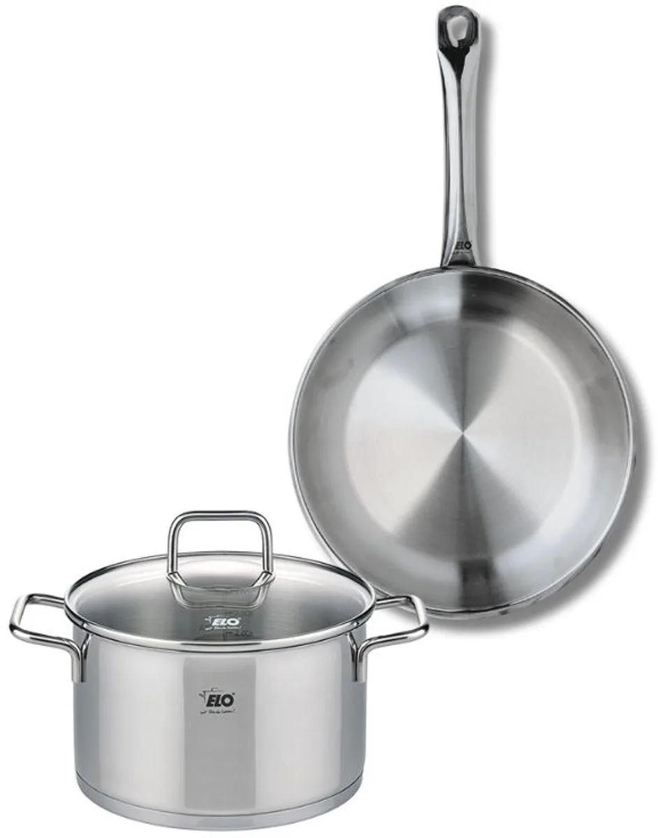 Set van 1 Koekenpan 24 cm en 1 braadpan 20 cm Elo Profi Citrin van Fackelmann in Grijs – productfoto
