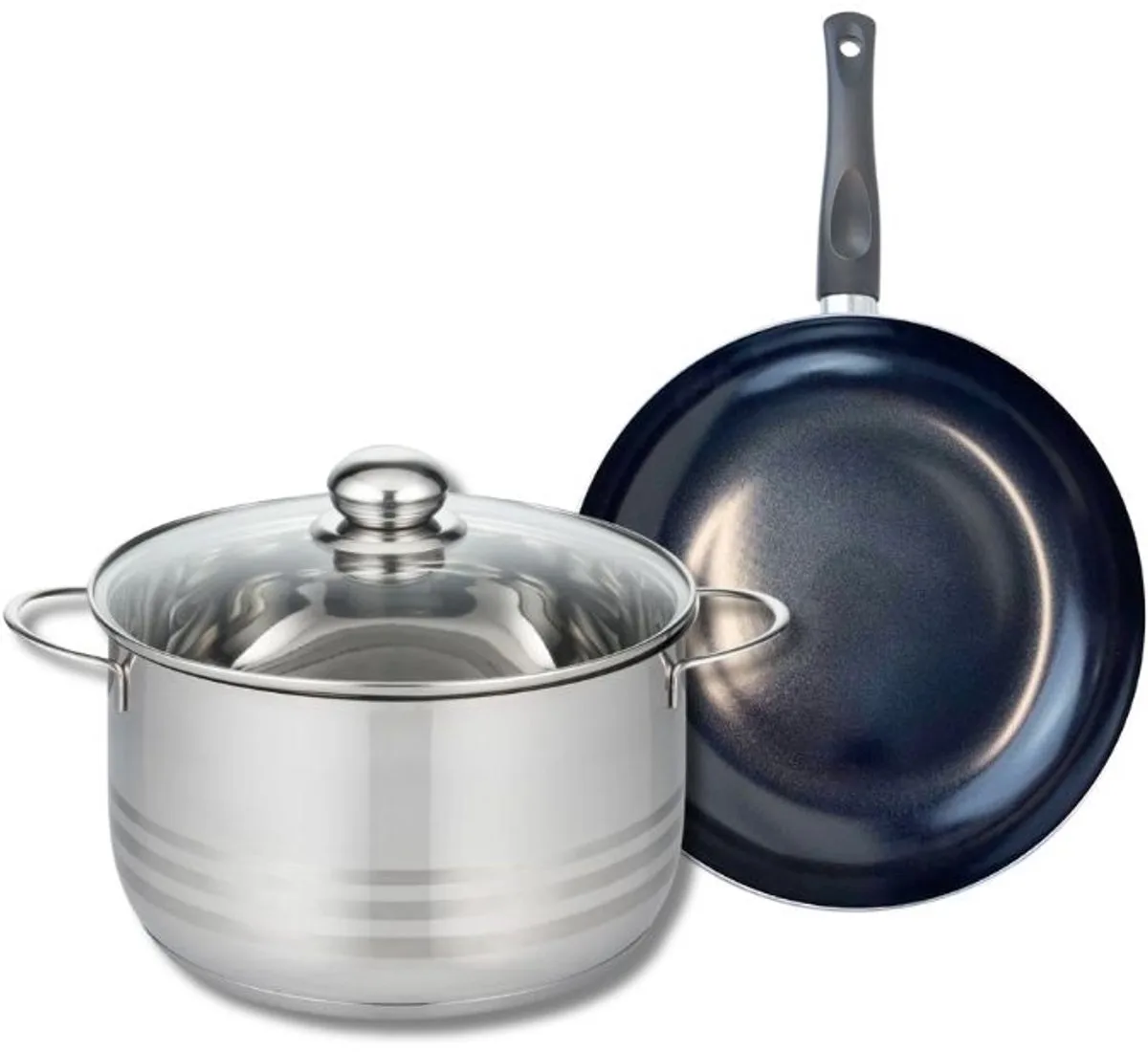 Set van 1 Koekenpan 24 cm en 1 braadpan 24 cm Elo Prima Glanzend van Fackelmann in Zwart – productfoto