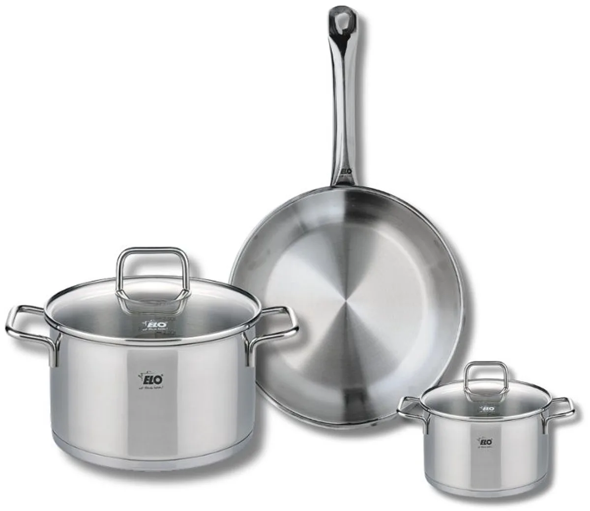 Set van 1 Koekenpan 24 cm en 2 kookpotten 12 en 20 cm Elo Profi Citrin by Fackelmann in Grey – product photo