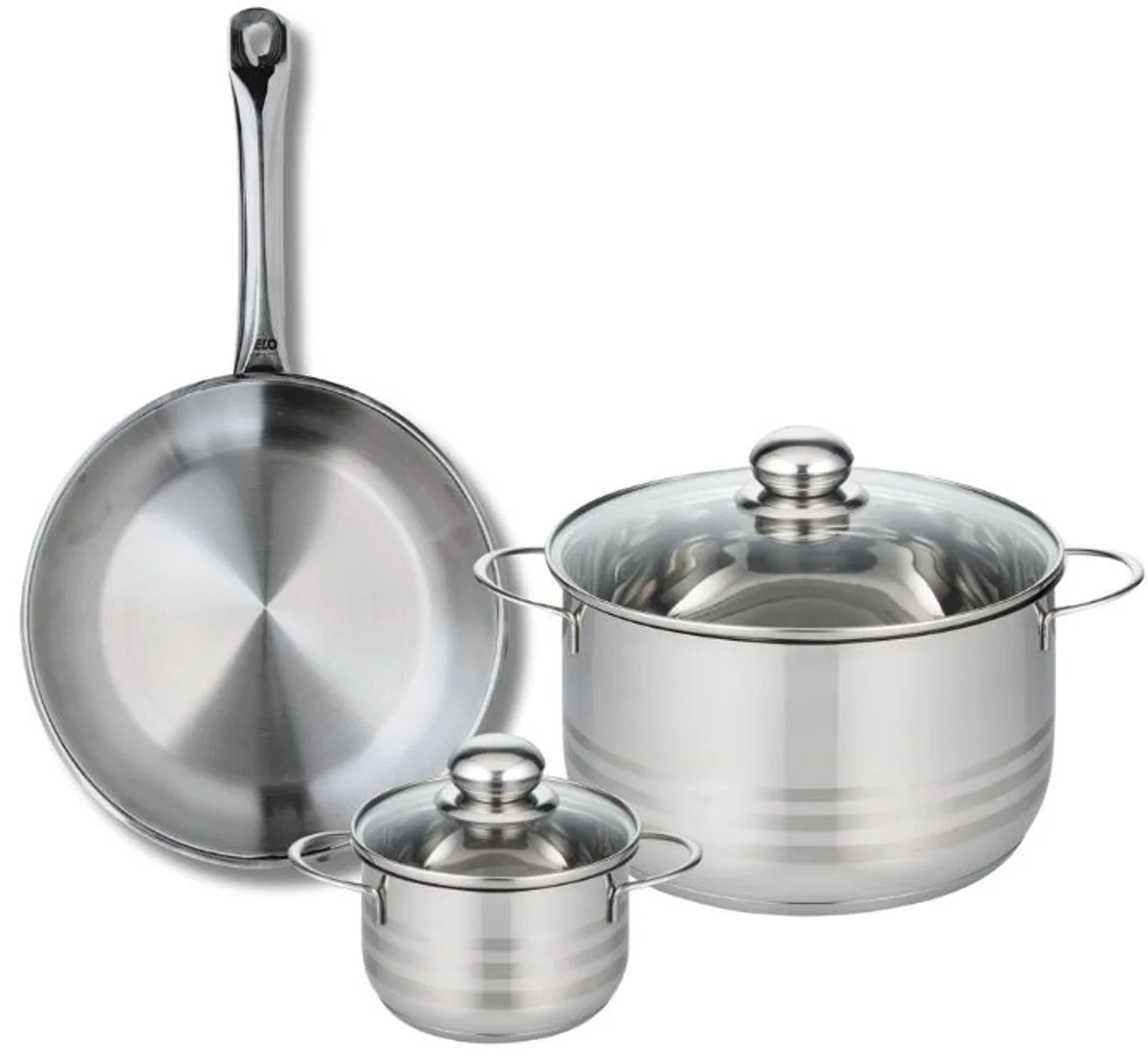 Set van 1 Koekenpan 24 cm en 2 kookpotten 12 en 20 cm Elo Profi Brillant van Fackelmann in Grijs – productfoto