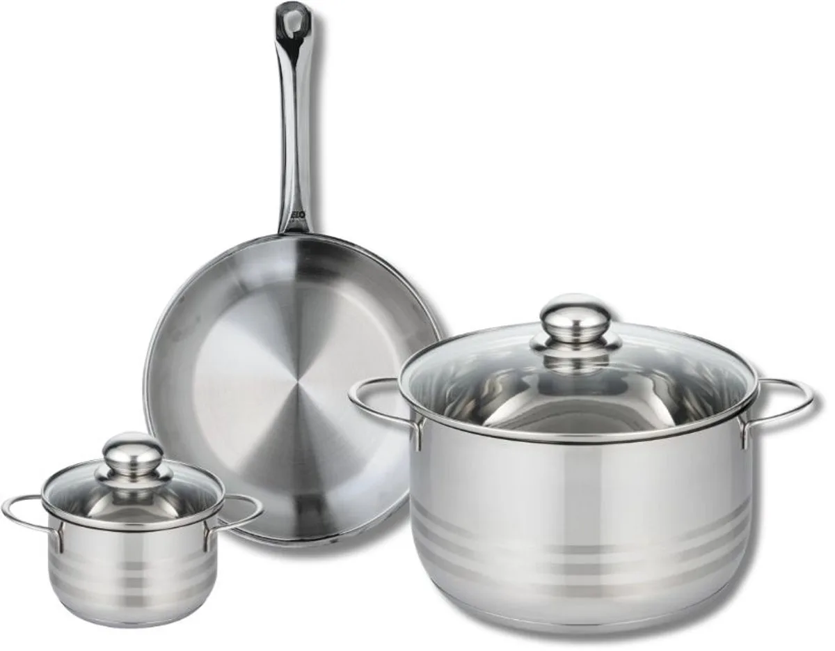 Set van 1 Koekenpan 24 cm en 2 kookpotten 12 en 24 cm Elo Profi Brillant från Fackelmann i Grå – produktbild