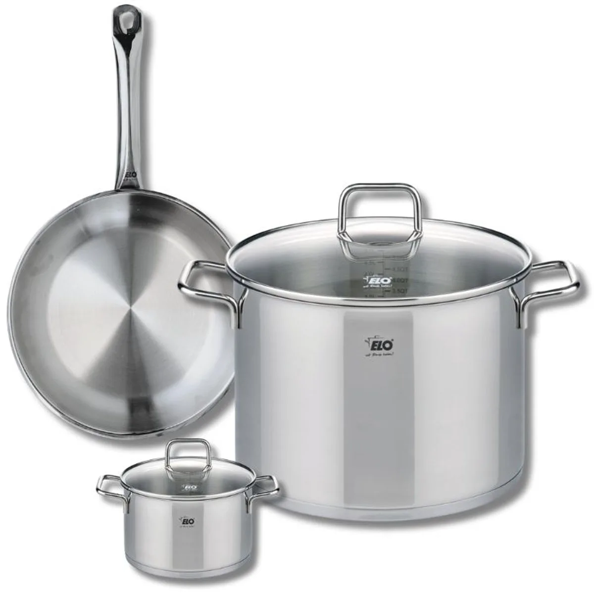 Set van 1 Koekenpan 24 cm en 2 kookpotten 12 en 26 cm Elo Profi Citrin van Fackelmann in Grijs – productfoto