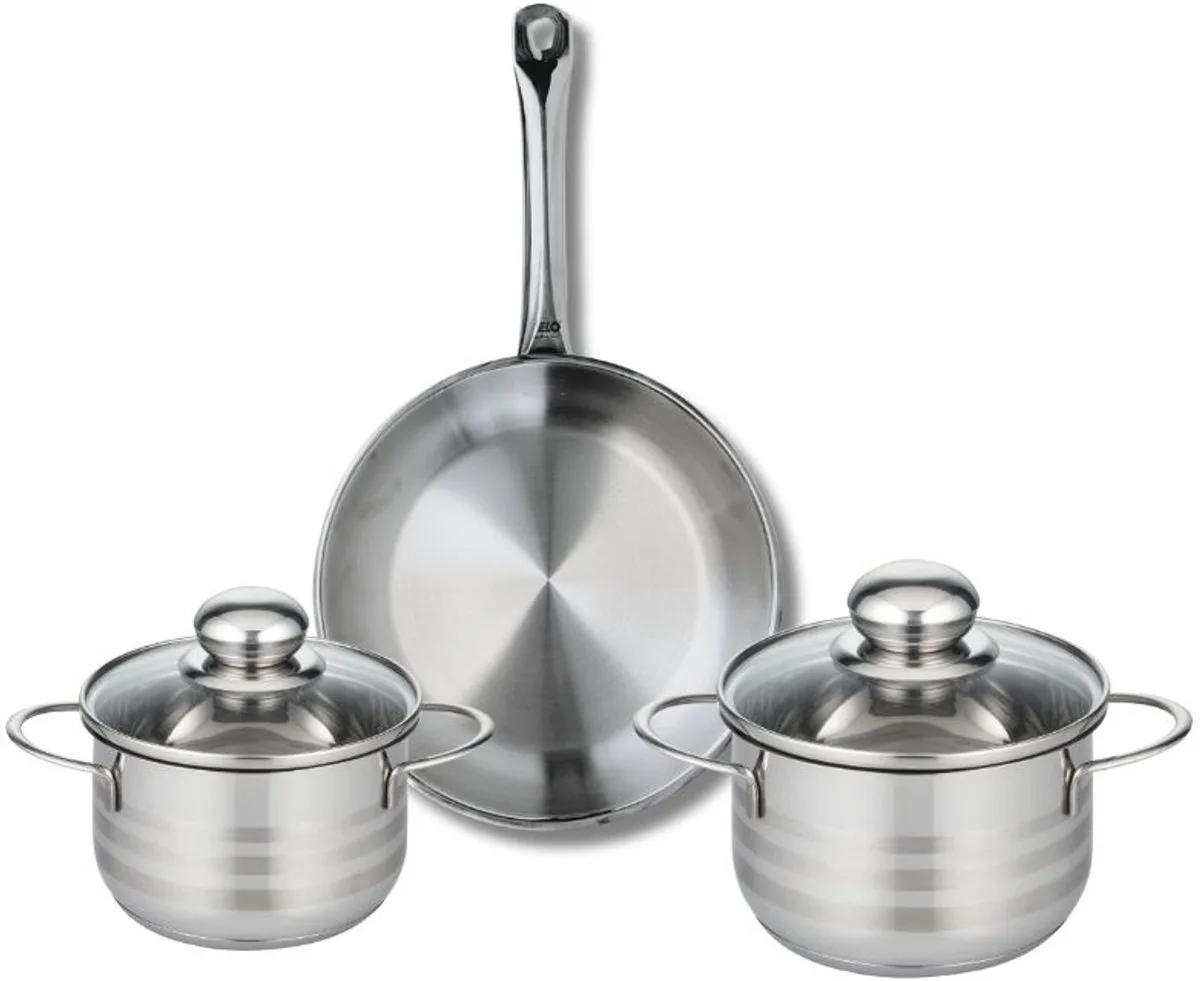 Set van 1 Koekenpan 24 cm en 2 kookpotten 14 en 16 cm Elo Profi Brillant van Fackelmann in Grijs – productfoto