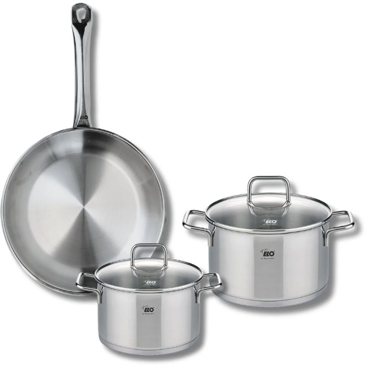 Set van 1 Koekenpan 24 cm en 2 kookpotten 14 en 16 cm Elo Profi Citrin van Fackelmann in Grijs – productfoto