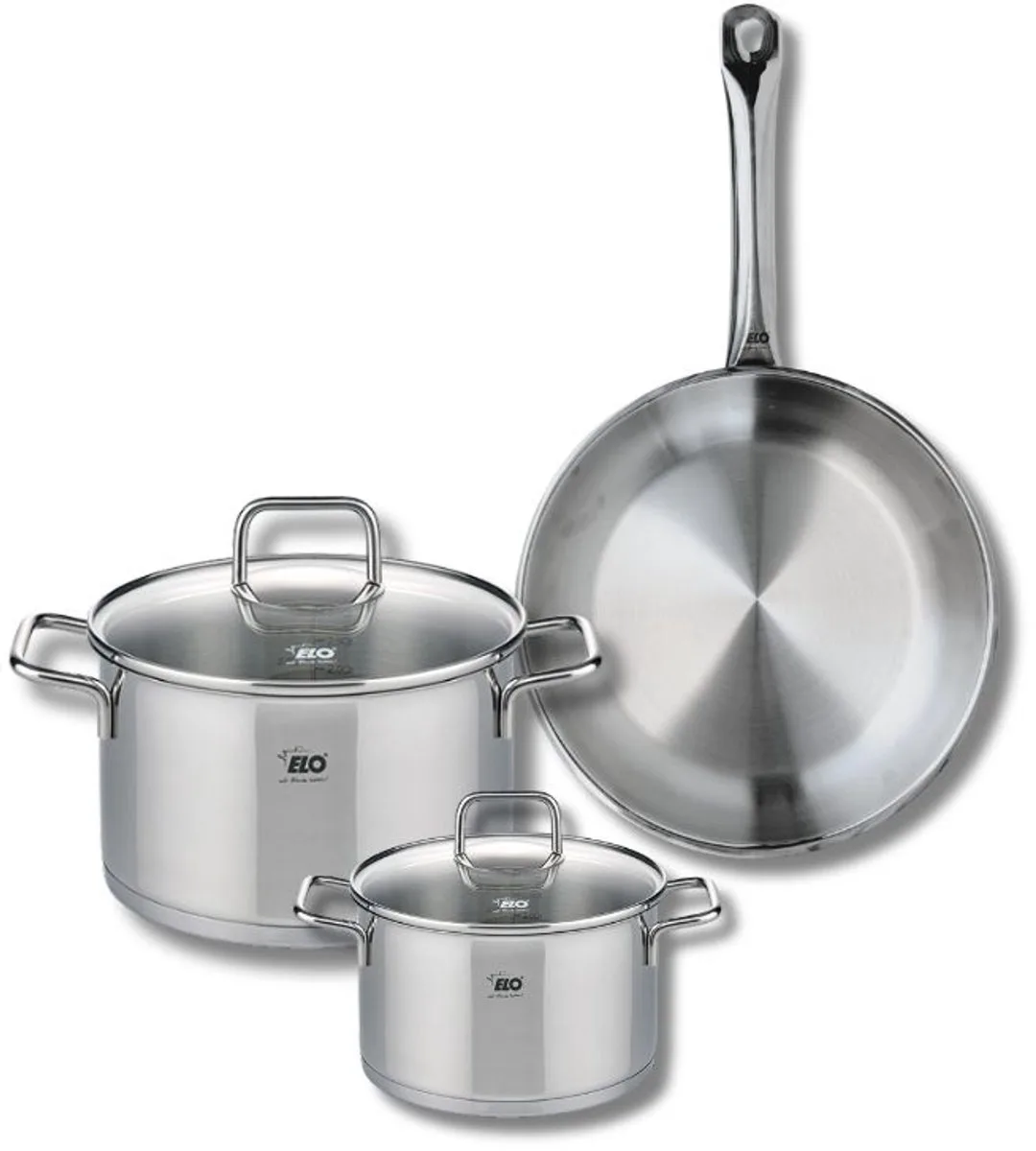 Set van 1 Koekenpan 24 cm en 2 kookpotten 14 en 20 cm Elo Profi Citrin fra Fackelmann i Grå – produktbillede