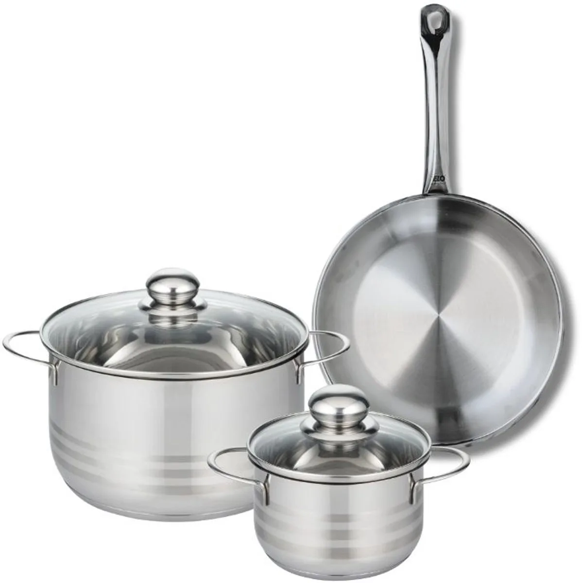 Set van 1 Koekenpan 24 cm en 2 kookpotten 14 en 20 cm Elo Profi Brillant fra Fackelmann i Grå – produktbillede