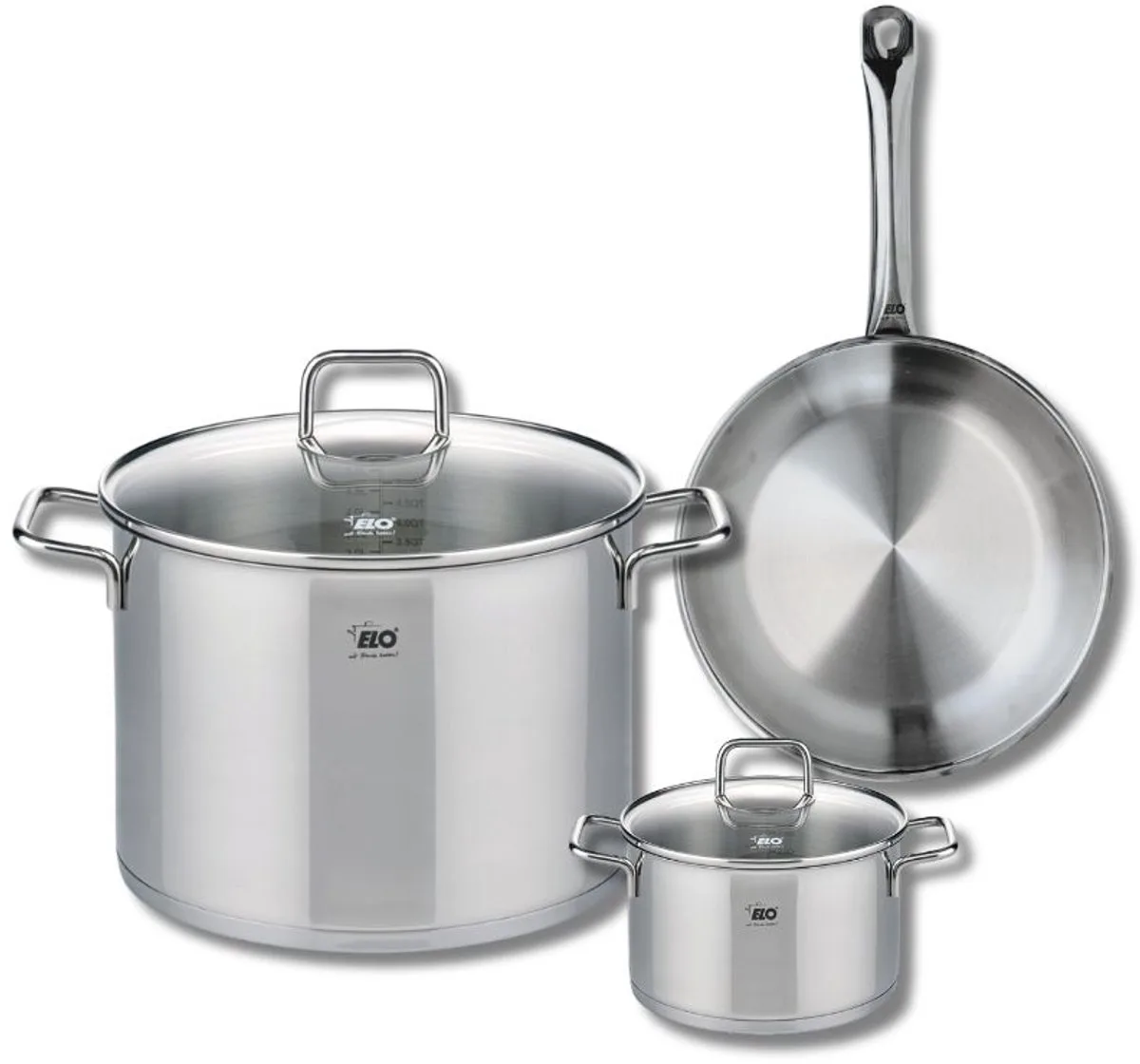 Set van 1 Koekenpan 24 cm en 2 kookpotten 14 en 26 cm Elo Profi Citrin von Fackelmann in Grau – Produktfoto